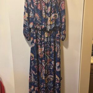 Bisou Bisou Navy Paisley Maxi Dress